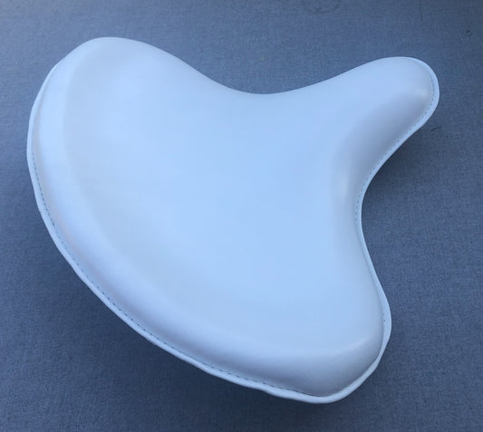 Harley Police Style Panhead Knucklehead Flathead EL WL ULH White Genuine Leather Seat Ribbed Stamped Steel Base