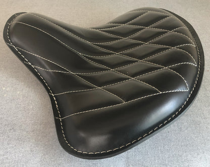 Harley Tractor Style Seat Real Black Leather Diamond Honda Bobber Chopper Yamaha