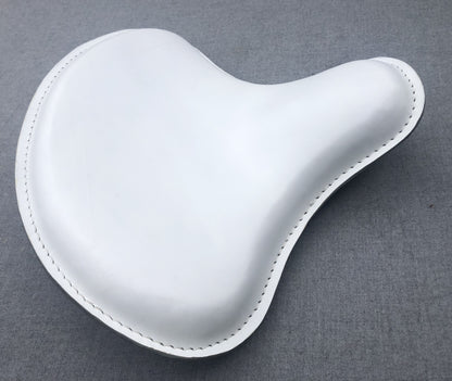 Harley Tractor Style Solo Seat Genuine White Leather Honda Bobber Chopper Yamaha
