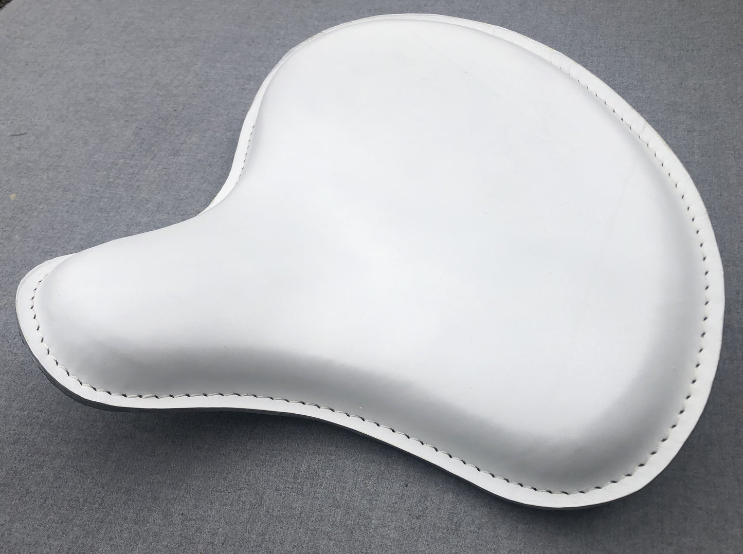 Harley Tractor Style Solo Seat Genuine White Leather Honda Bobber Chopper Yamaha