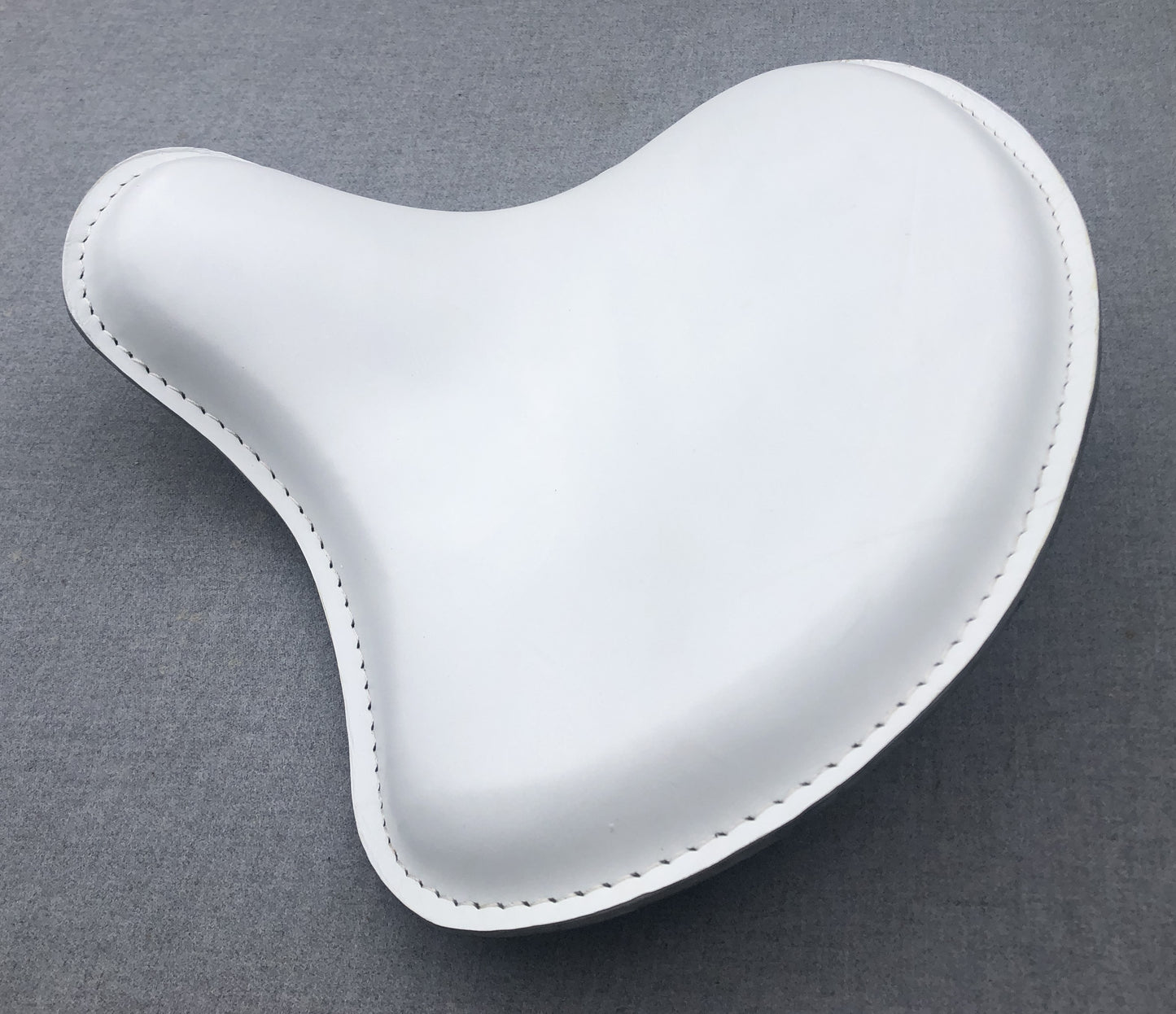 Harley Tractor Style Solo Seat Genuine White Leather Honda Bobber Chopper Yamaha
