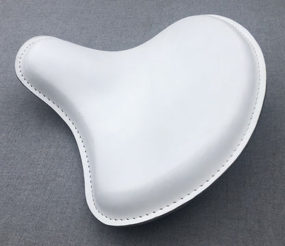 Harley Tractor Style Solo Seat Genuine White Leather Honda Bobber Chopper Yamaha