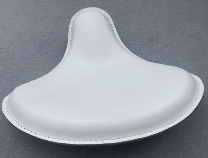 Harley Tractor Style Solo Seat Genuine White Leather Honda Bobber Chopper Yamaha