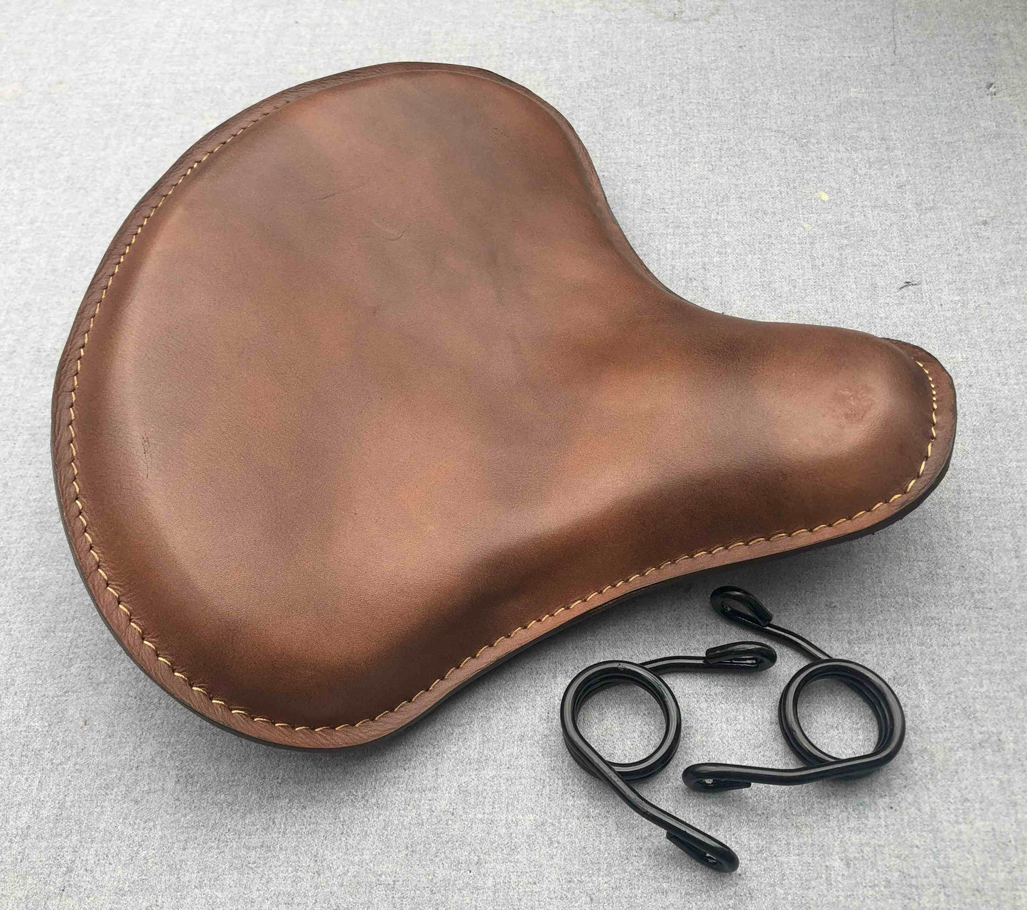 Harley Tractor Style Seat Genuine Distressed Leather Honda Bobber Chopper Yamaha - Champ Customs Shop