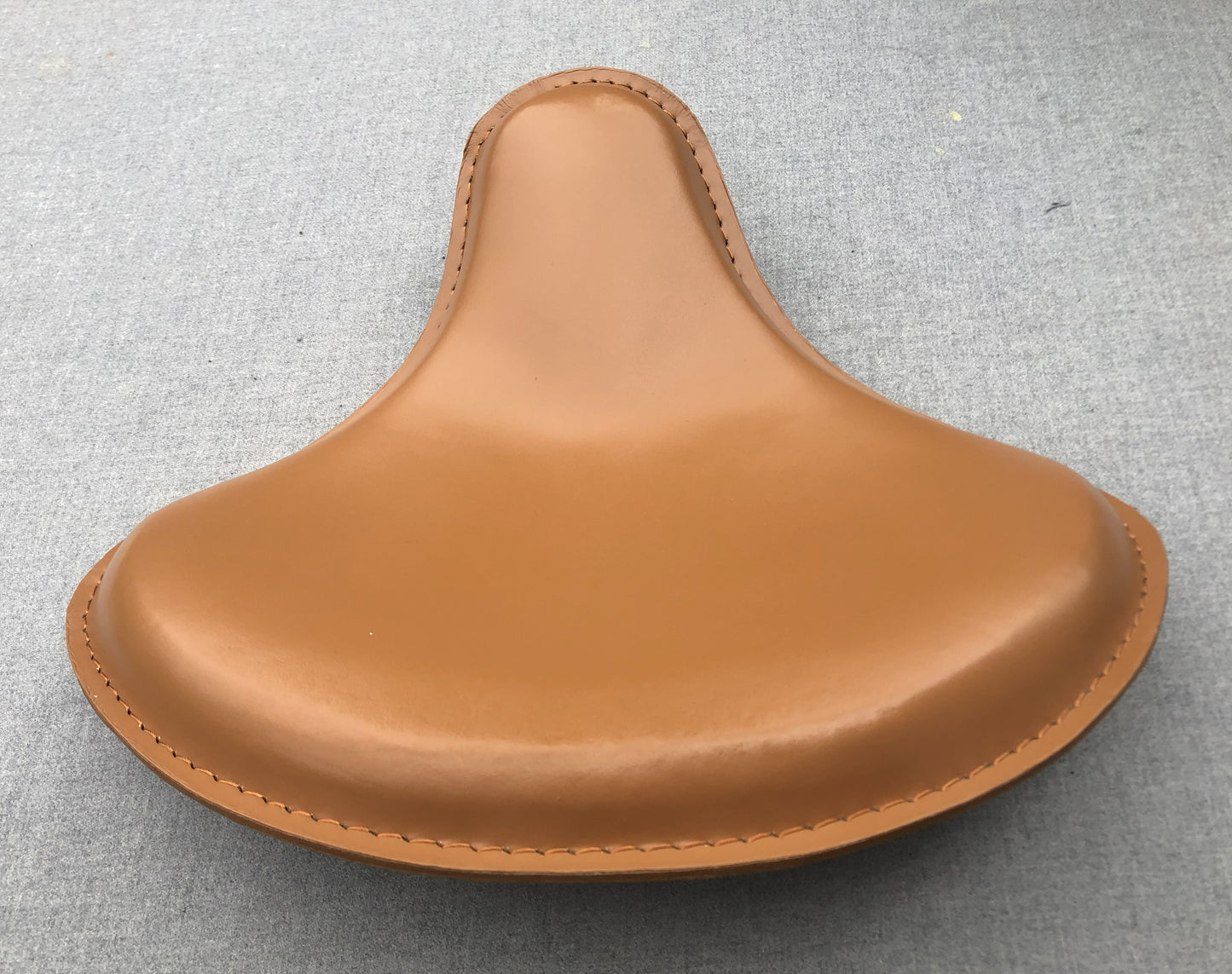 Harley Tractor Style Solo Seat Genuine Tan Leather Honda Bobber Chopper Yamaha