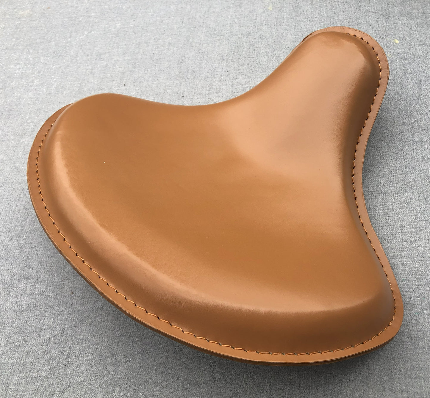 Harley Tractor Style Solo Seat Genuine Tan Leather Honda Bobber Chopper Yamaha