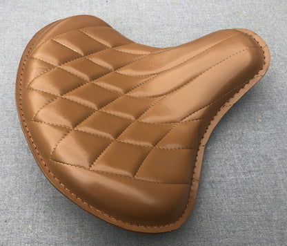 Harley Tractor Style Solo Seat Genuine Tan Leather Honda Bobber Chopper Yamaha - Champ Customs Shop