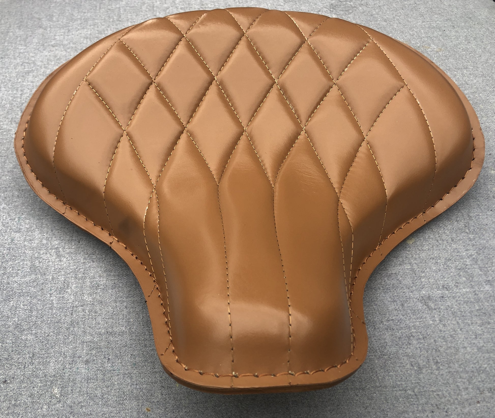Harley Tractor Style Solo Seat Genuine Tan Leather Honda Bobber Chopper Yamaha - Champ Customs Shop