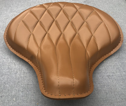 Harley Tractor Style Solo Seat Genuine Tan Leather Honda Bobber Chopper Yamaha - Champ Customs Shop