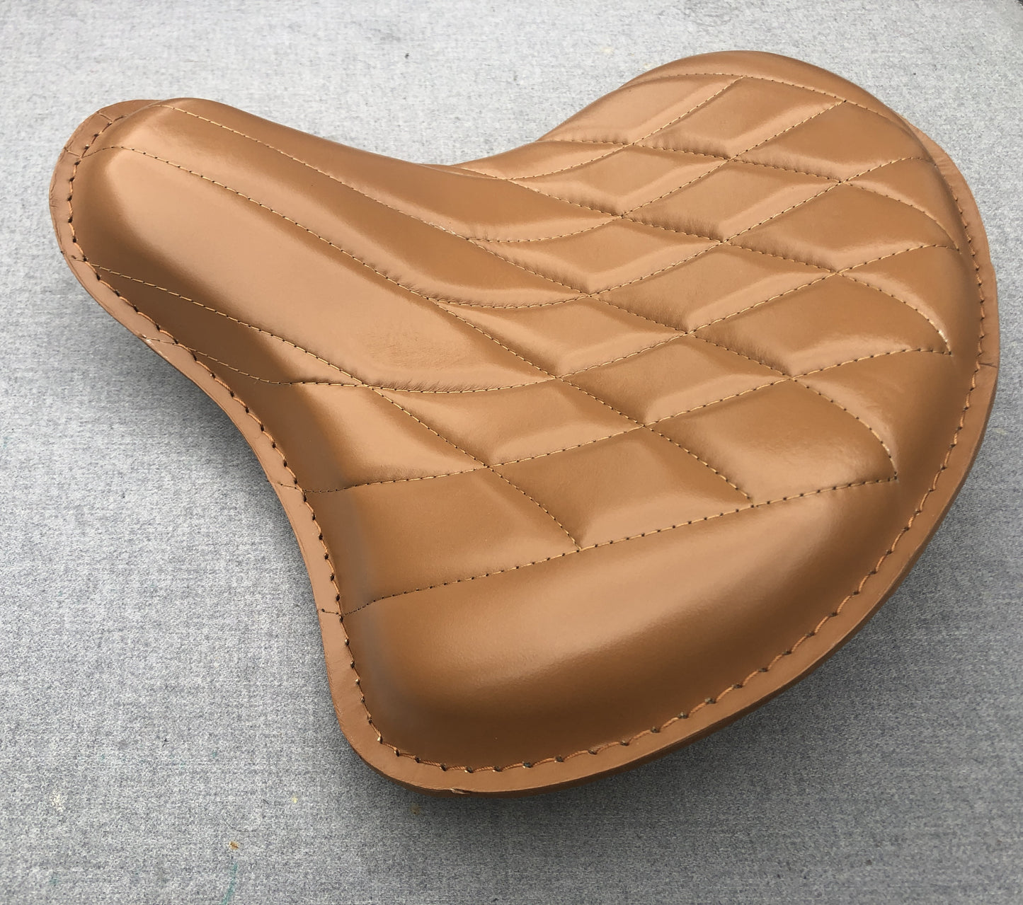 Harley Tractor Style Solo Seat Genuine Tan Leather Honda Bobber Chopper Yamaha - Champ Customs Shop