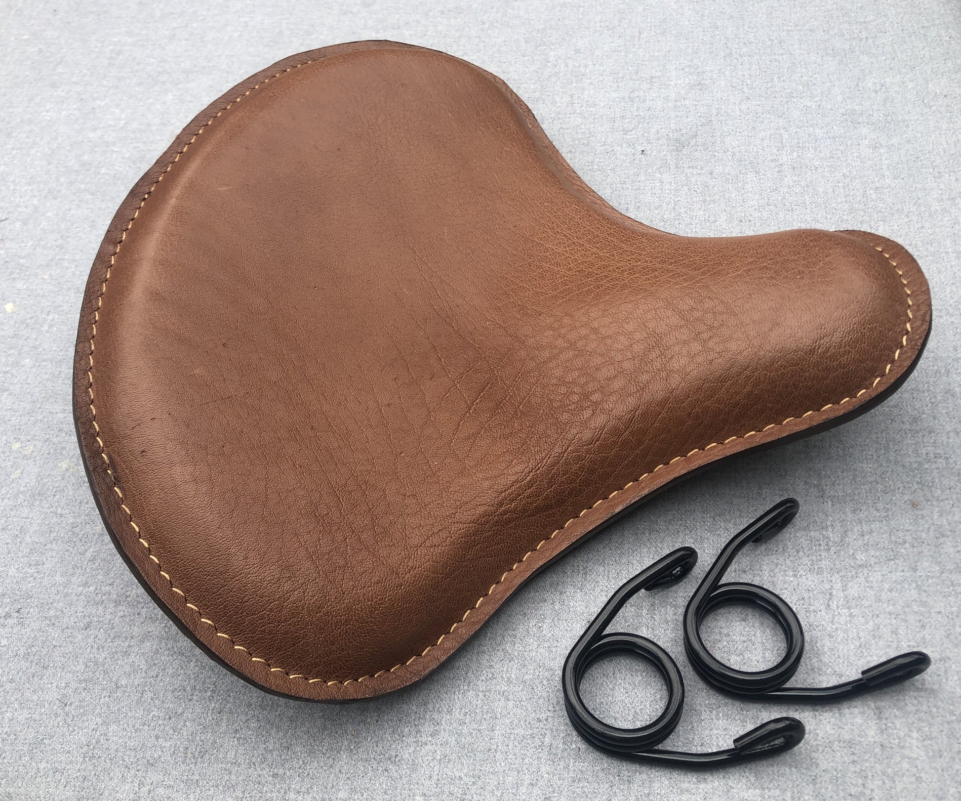 Harley Tractor Style Solo Seat Bison Genuine Leather Honda Bobber Chopper Yamaha - Champ Customs Shop