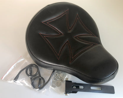 Universal Solo Seat Harley Yamaha Chopper Bobber Honda Triumph IRON CROSS + KIT