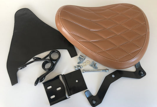 Harley Davidson Sportster Genuine Tan Leather Seat with Kit Springs XL883 XL1200 - Champ Customs Shop