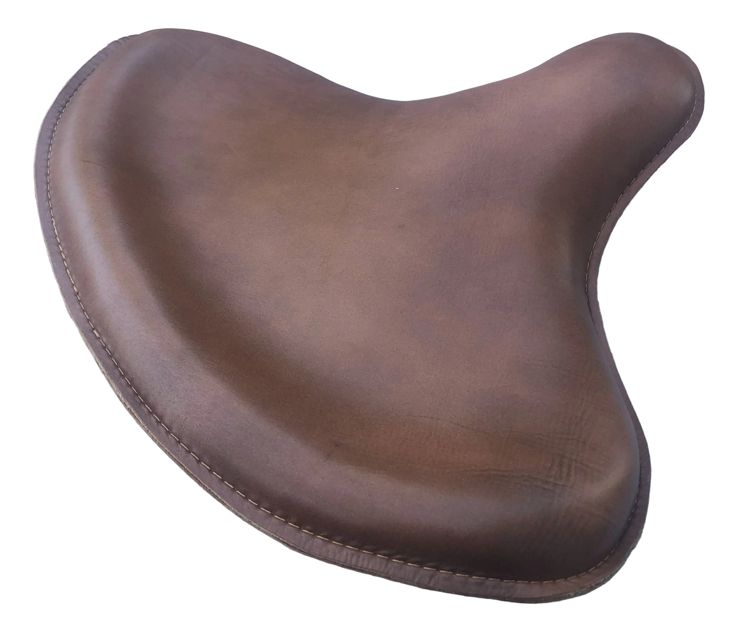 Antique brown leather police style solo seat for Harley Panhead Knucklehead Flathead motorcycles