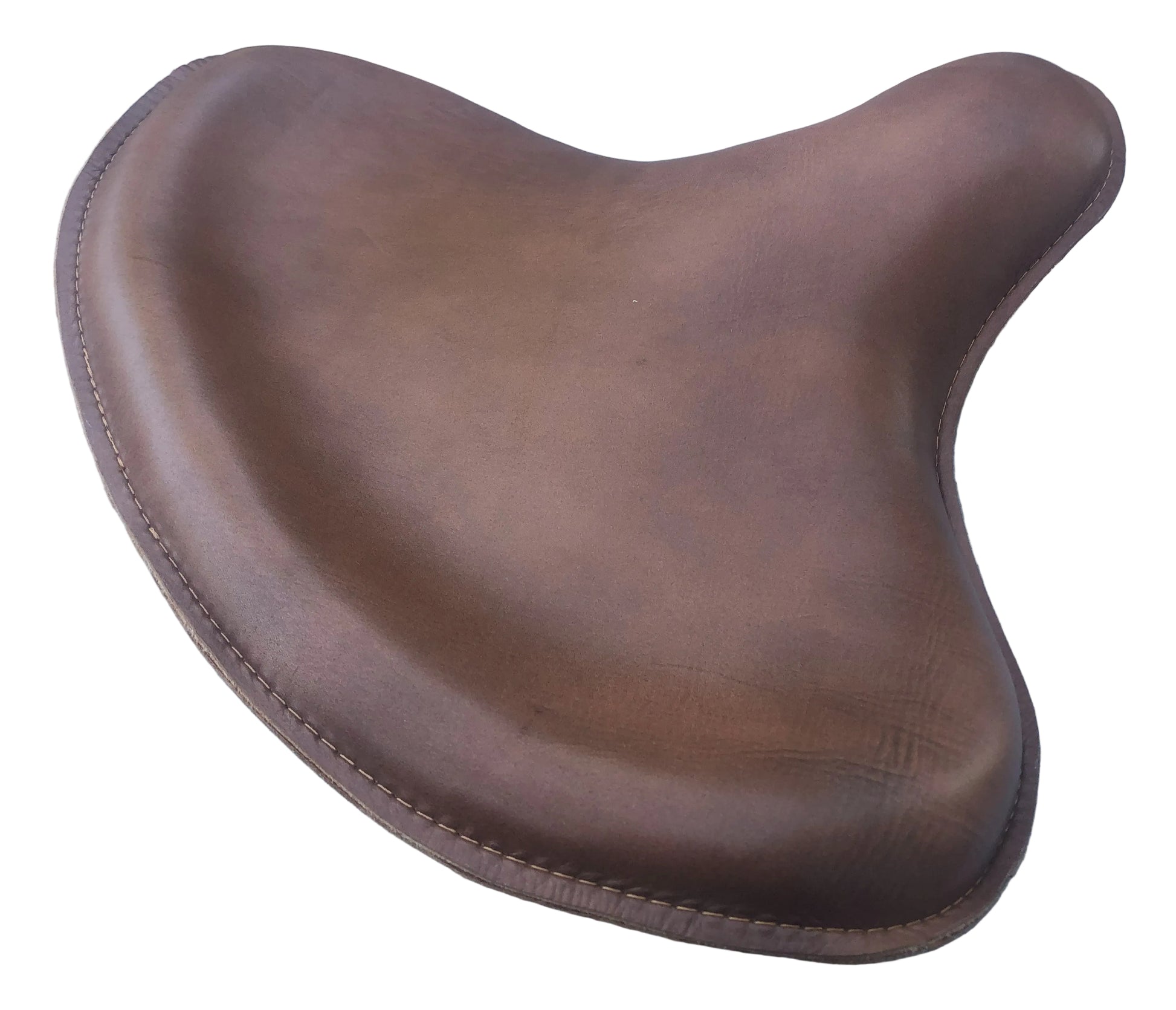 Antique brown leather police style solo seat for Harley Panhead Knucklehead Flathead motorcycles