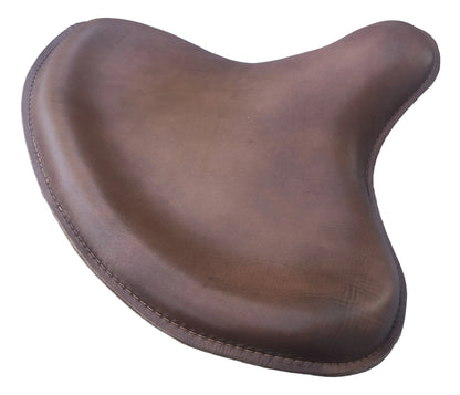 Antique brown leather police style solo seat for Harley Panhead Knucklehead Flathead motorcycles