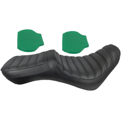 Ergonomic two-piece custom motorcycle seat set with premium gel padding and diamond-stitch detailing.
