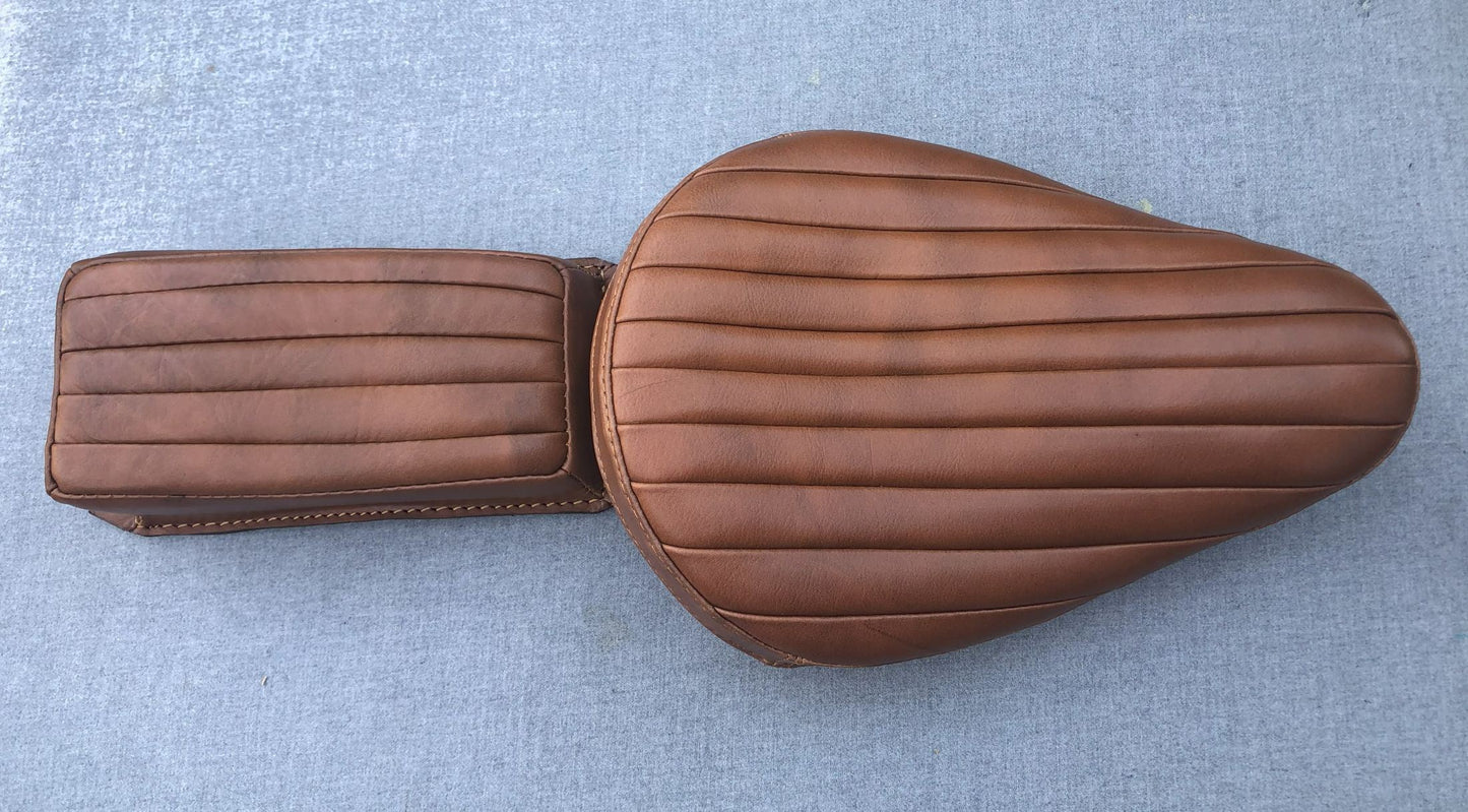 Harley Chopper Bobber Triumph Knucklehead Vintage Bates Style Real Leather Seat