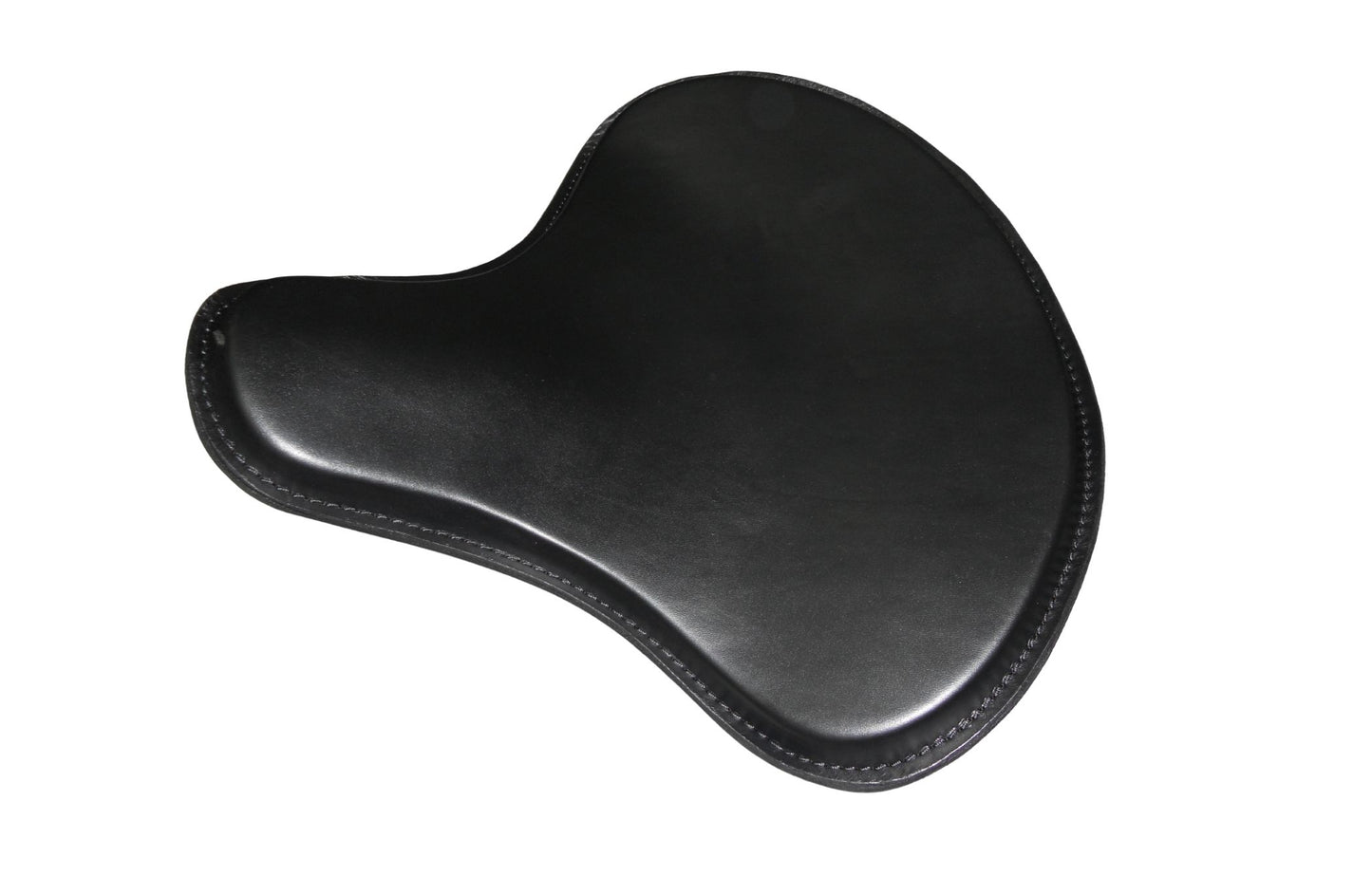 Wide large Solo Seat Top Genuine BLK Thick Leather Wide / Tractor Style Plain Extra Comfort 15mm Padding4.0mm HeavyFormed Steel