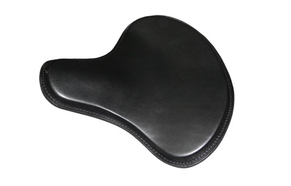 Wide large Solo Seat Top Genuine BLK Thick Leather Wide / Tractor Style Plain Extra Comfort 15mm Padding4.0mm HeavyFormed Steel