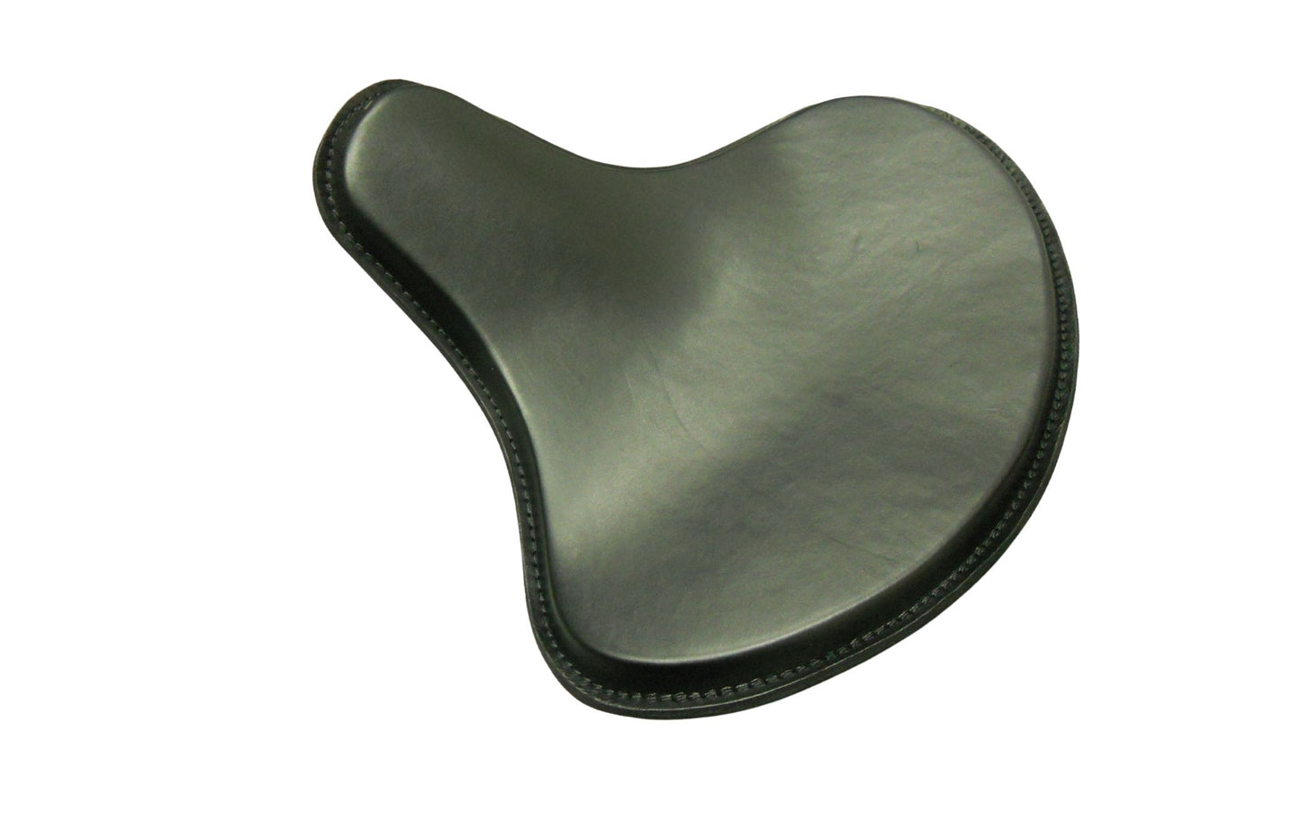 Wide large Solo Seat Top Genuine BLK Thick Leather Wide / Tractor Style Plain Extra Comfort 15mm Padding4.0mm HeavyFormed Steel