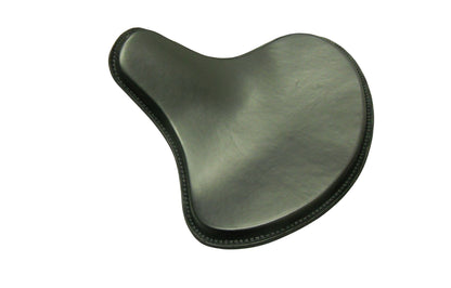 Wide large Solo Seat Top Genuine BLK Thick Leather Wide / Tractor Style Plain Extra Comfort 15mm Padding4.0mm HeavyFormed Steel