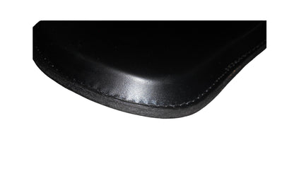 Wide large Solo Seat Top Genuine BLK Thick Leather Wide / Tractor Style Plain Extra Comfort 15mm Padding4.0mm HeavyFormed Steel