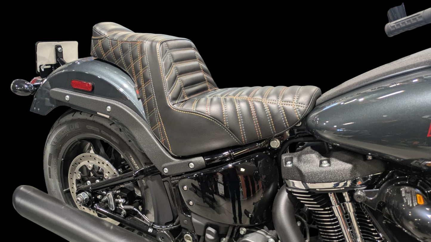 Harley-Davidson Low Rider Step-Up Stinger Seat FXLR / FXLRS-ST Reaper Tuck & Roll Champ Customs Shop