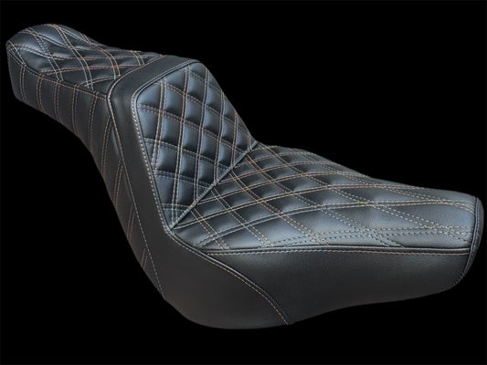 Harley-Davidson Low Rider Stinger Seat – Outlaw Diamond Stitch | Stinger Back Support Champ Customs Shop