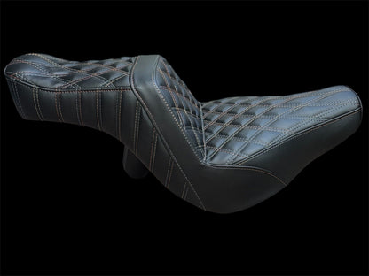 Harley-Davidson Low Rider Stinger Seat – Outlaw Diamond Stitch | Stinger Back Support Champ Customs Shop