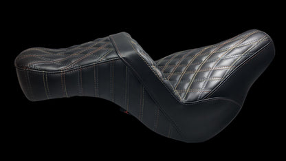 Harley-Davidson Low Rider Stinger Seat – Outlaw Diamond Stitch | Stinger Back Support Champ Customs Shop