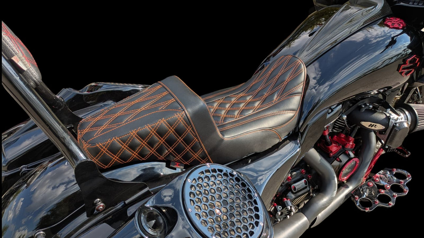 Harley Davidson Touring GEL Seat 2-Up Outlaw Electra Street Road Glide 2009-2023 Champ Customs Shop