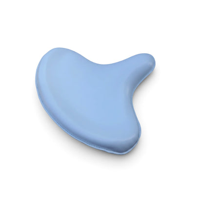 Champ Customs Shop light blue leather solo motorcycle seat with a deep dish ribbed design for vintage Harley models