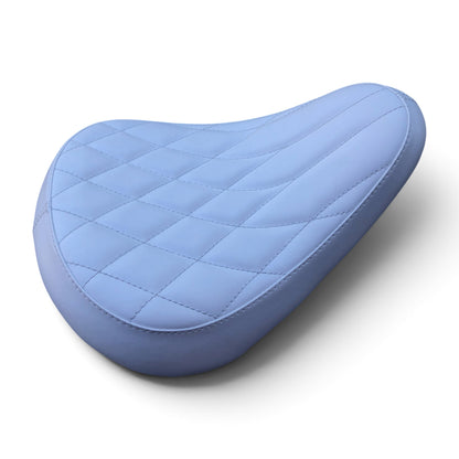 Champ Customs Shop light blue quilted solo seat for Harley-Davidson Sportster with marine grade vinyl upholstery