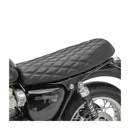 Champ Customs Shop black dual gel motorcycle seat with diamond stitching for Triumph Bonneville 2001-2015 models