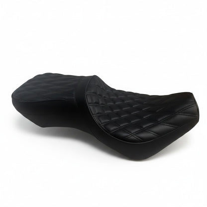 Champ Customs Shop black dual gel motorcycle seat with double diamond stitching for Honda Rebel 1100
