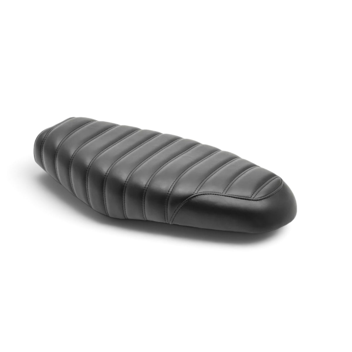 Champ Customs Shop black dual gel motorcycle seat with tuck and roll stitching for Triumph Bonneville T100 and T120