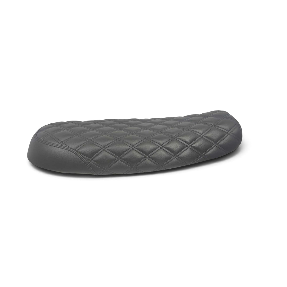 Champ Customs Shop dual gel motorcycle seat with black diamond stitch upholstery for Triumph Bonneville
