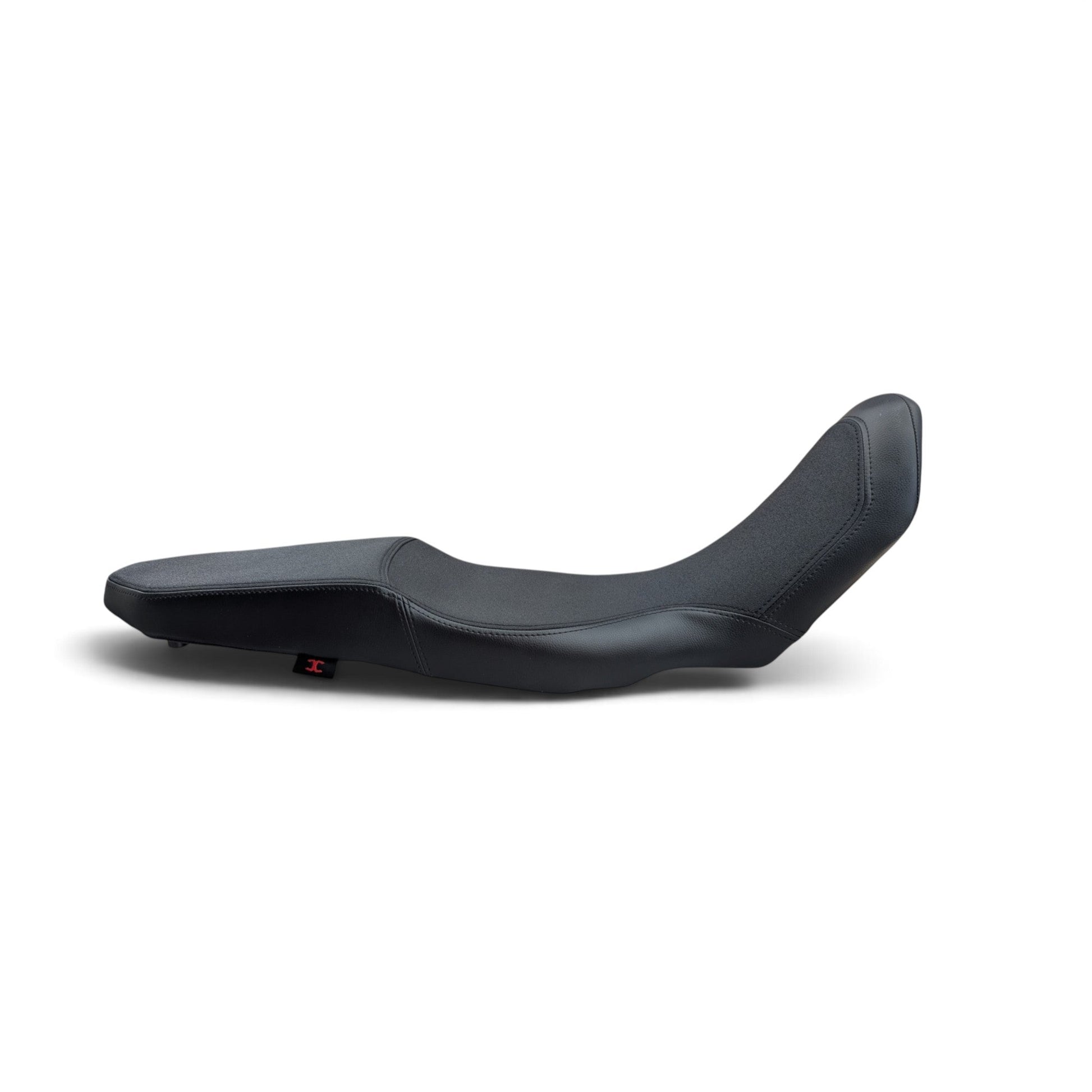 Yamaha Tenere 700 black dual gel seat with full gripper top and marine-grade vinyl side view