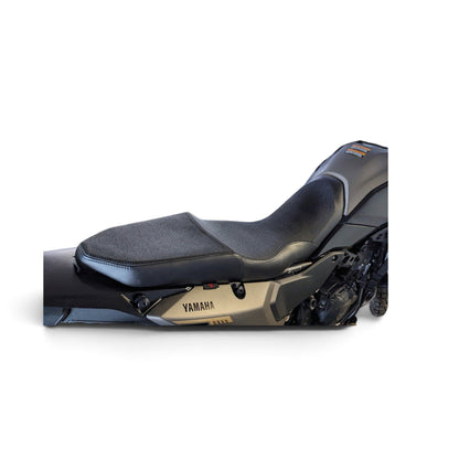 Champ Customs Shop black gel seat for Yamaha Tenere 700 with full gripper top and ergonomic molded foam design