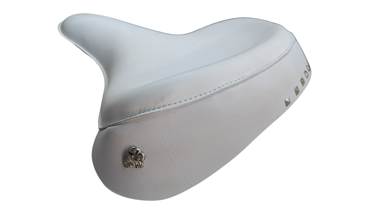 Harley Police Panhead Knucklehead Flathead EL WL ULH Genuine Leather Skirt Seat - Champ Customs Shop